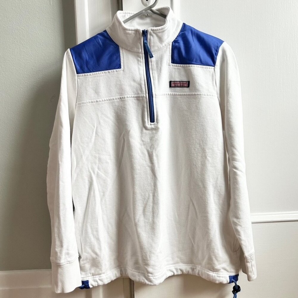 Vineyard Vines S 100% Cotton Blue White Quarter Zip Pullover Sweatshirt